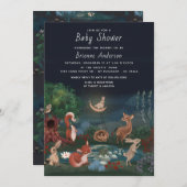 Whimsical Niedlich Forest Woodland Animals Kinderd Einladung (Vorne/Hinten)