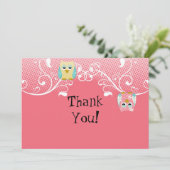 Whimsical Niedlich Fun Swirl Owl Owls Baby Vielen Dankeskarte (Stehend Vorderseite)