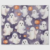 Whimsical niedlich Ghost halloween Wasserfarbe Geschenkpapier (Flach)
