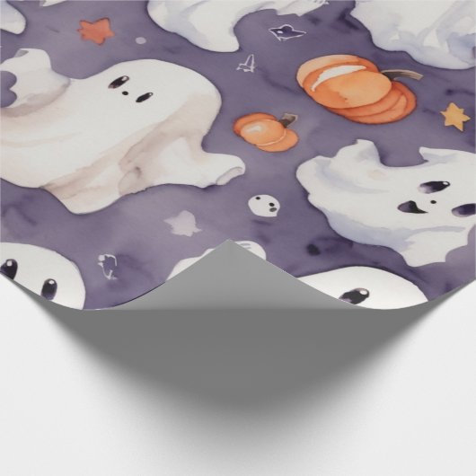Whimsical niedlich Ghost halloween Wasserfarbe Geschenkpapier (Ecke)