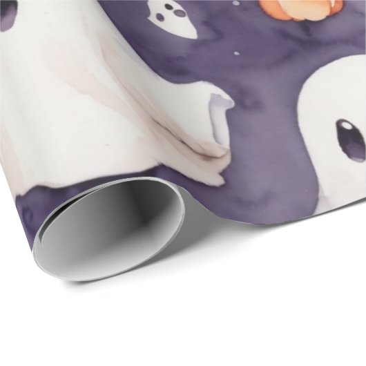 Whimsical niedlich Ghost halloween Wasserfarbe Geschenkpapier (Rolleneckpunkt)