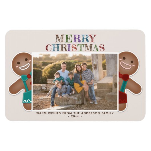 Whimsical Niedlich Gingerbread Frohe Weihnachts-Fo Magnet (Horizontal)