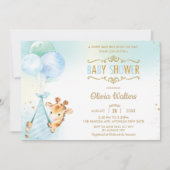 Whimsical Niedlich Giraffe Balloons Baby Shower Bo Einladung (Vorderseite)