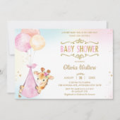 Whimsical Niedlich Giraffe Balloons Baby Shower Gi Einladung (Vorderseite)