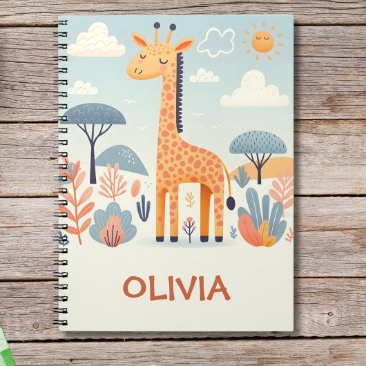 Whimsical Niedlich Giraffe in Savanna Notizblock
