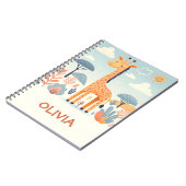 Whimsical Niedlich Giraffe in Savanna Notizblock (Linke Seite)