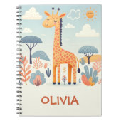 Whimsical Niedlich Giraffe in Savanna Notizblock (Vorderseite)