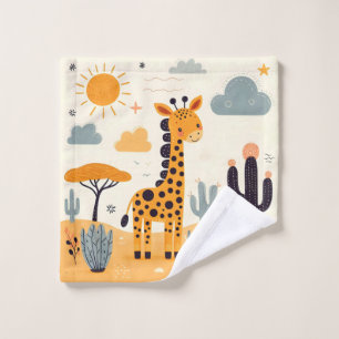 Whimsical Niedlich Giraffe in Savanna Waschlappen