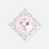 Whimsical Niedlich Girl 1. Geburtstag Pink Balloon Serviette (Ecke)