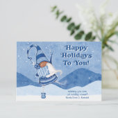 Whimsical Niedlich Gnome Happy Holidays Dankeskarte (Stehend Vorderseite)