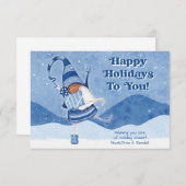 Whimsical Niedlich Gnome Happy Holidays Dankeskarte (Vorne/Hinten)