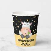 Whimsical Niedlich Heilige Kuh Happy Birthday Part Pappbecher (Rückseite)