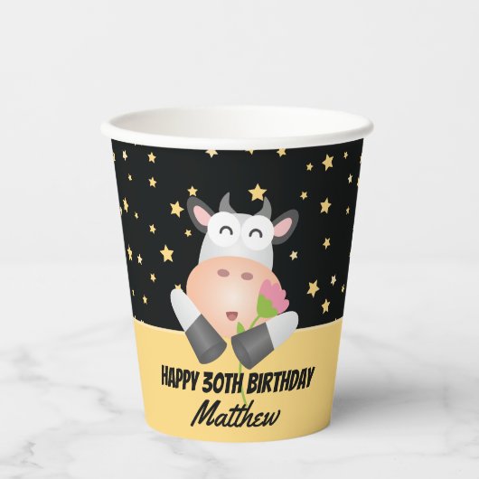 Whimsical Niedlich Heilige Kuh Happy Birthday Part Pappbecher (Vorderseite)