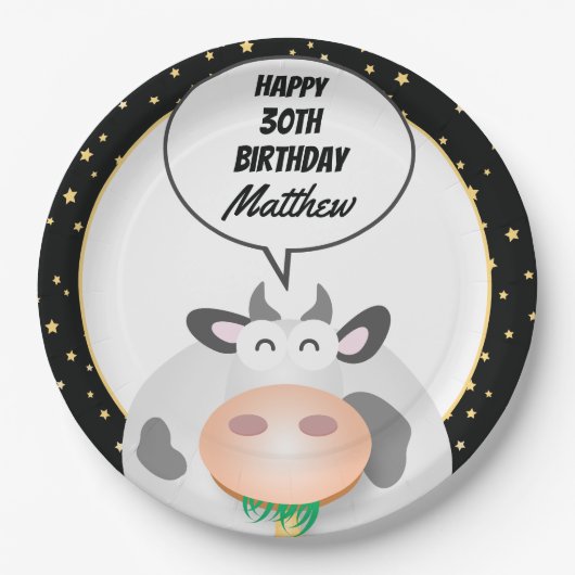Whimsical Niedlich Heilige Kuh Happy Birthday Part Pappteller (Vorderseite)