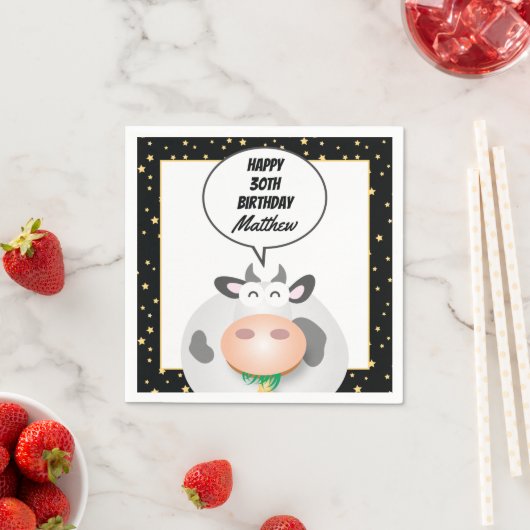 Whimsical Niedlich Heilige Kuh Happy Birthday Part Serviette (Beispiel)