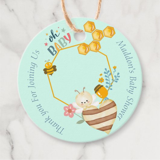 Whimsical Niedlich Honeycomb personalisiert Baby D Geschenkanhänger (Vorderseite)