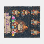 Whimsical Niedlich Kawaii Wizard Monkey Print Fleecedecke (Vorderseite (Horizontal))