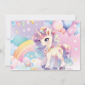 Whimsical Niedlich Rainbow Unicorn Magical Birthda Einladung (Rückseite)