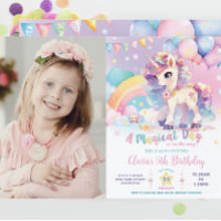 Whimsical Niedlich Rainbow Unicorn Magical Birthda