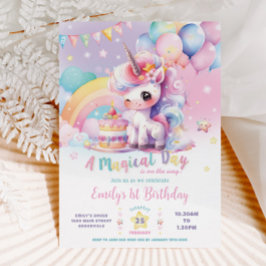 Whimsical Niedlich Rainbow Unicorn Magical Birthda Einladung
