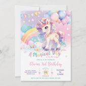 Whimsical Niedlich Rainbow Unicorn Magical Birthda Einladung (Vorderseite)