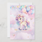 Whimsical Niedlich Rainbow Unicorn Magical Birthda Einladung (Rückseite)