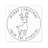 Whimsical Niedlich Rentier Frohe Weihnachtsfamilie Permastempel (Design)