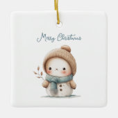 Whimsical Niedlich Snowman Zitat Frohe Weihnachten Keramikornament (Vorderseite)