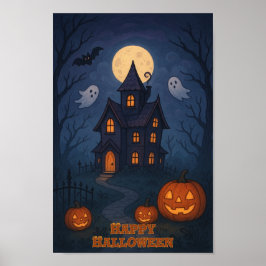 Whimsical Niedlich Spooky Spuk House | Halloween- Poster