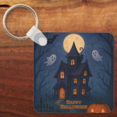 Whimsical Niedlich Spooky Spuk House | Halloween- Schlüsselanhänger (Vorderseite)