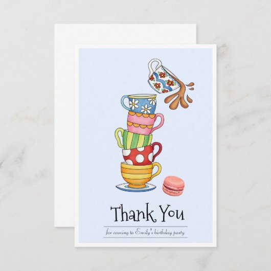 Whimsical Niedlich Stacks Tees Cups Dankeskarte (Vorne/Hinten)