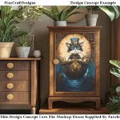 Whimsical Niedlich Steampunk Cat in Schiff G7 Deco Seidenpapier