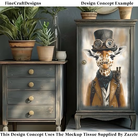 Whimsical Niedlich Steampunk Giraffe AC2 Decoupage Seidenpapier