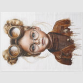 Whimsical Niedlich Steampunk Young Girl W8 Decoupa Seidenpapier (Vorderseite)