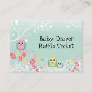 Whimsical Niedlich Swirl Owl Baby Diaper Raffle Ti Begleitkarte