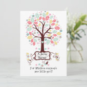 Whimsical Niedlich Swirt Heart Blume Tree Baby Fot Einladung (Stehend Vorderseite)