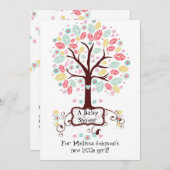 Whimsical Niedlich Swirt Heart Blume Tree Baby Fot Einladung (Vorne/Hinten)