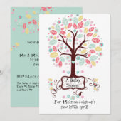 Whimsical Niedlich Swirt Heart Blume Tree Baby Fot Einladung (Vorne/Hinten)