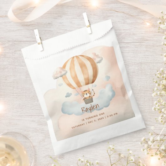 Whimsical Niedlich Tiger Hot Air Ballon 1. Geburts Geschenktütchen (Ausgeschnitten)