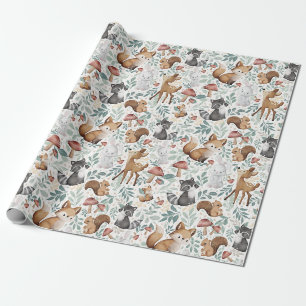 Whimsical Niedlich Watercolor Woodland Animal Frie Geschenkpapier