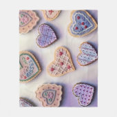 Whimsical niedliche farbige Kekse Herz Aquarell Fleecedecke (Vorderseite)