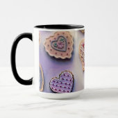 Whimsical niedliche farbige Kekse Herz Aquarell Tasse (Links)