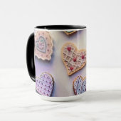 Whimsical niedliche farbige Kekse Herz Aquarell Tasse (Vorderseite Links)