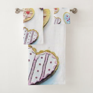 Whimsical niedliche Herzen bunt zeichnend Badhandtuch Set