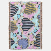 Whimsical niedliche Herzen bunt zeichnend Decke (Vorderseite Vertikal)