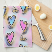 Whimsical niedliche Herzen bunt zeichnend Geschirrtuch (Viertel Falte)