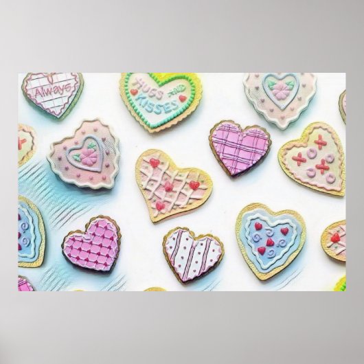 Whimsical niedliche Herzen bunt zeichnend Poster (Vorne)