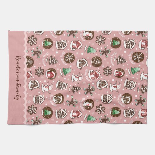 Whimsical Niedliche Weihnachtskochtchen Custom Win Geschirrtuch (Horizontal)