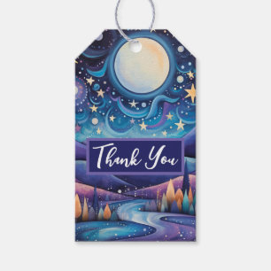 Whimsical Night Big Moon Landschaft Danke Geschenkanhänger