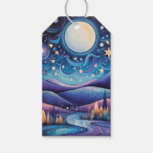Whimsical Night Big Moon Landschaft Danke Geschenkanhänger (Rückseite)